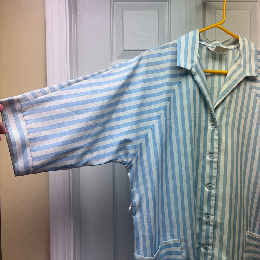 Vintage Topper Blue & White Striped Shirt Dress | Size 16 | Made in Canada - Picture 2 of 10